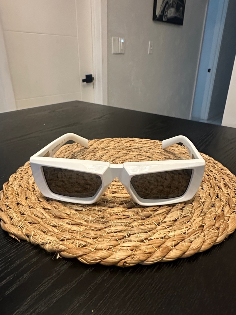 Prada White Rectangular VR/AR Protective Glasses with Dark Lenses